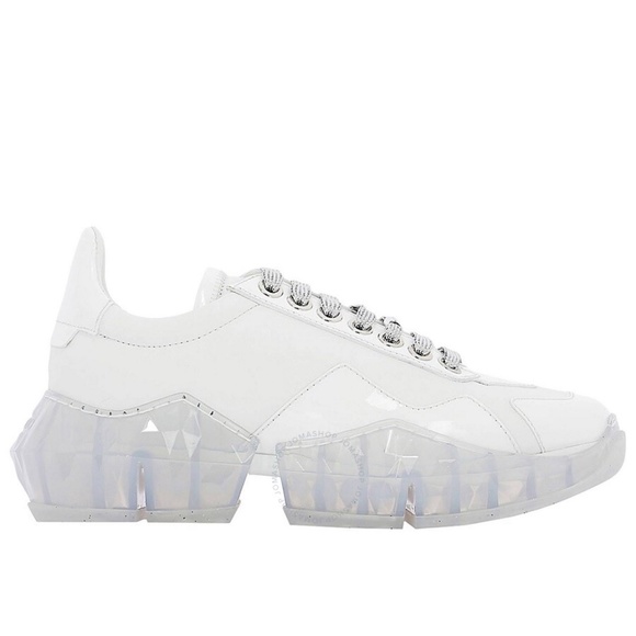JIMMY CHOO Ladies DiamondWhite Leather Low Top Trainers, Brand Size 36US 6.5